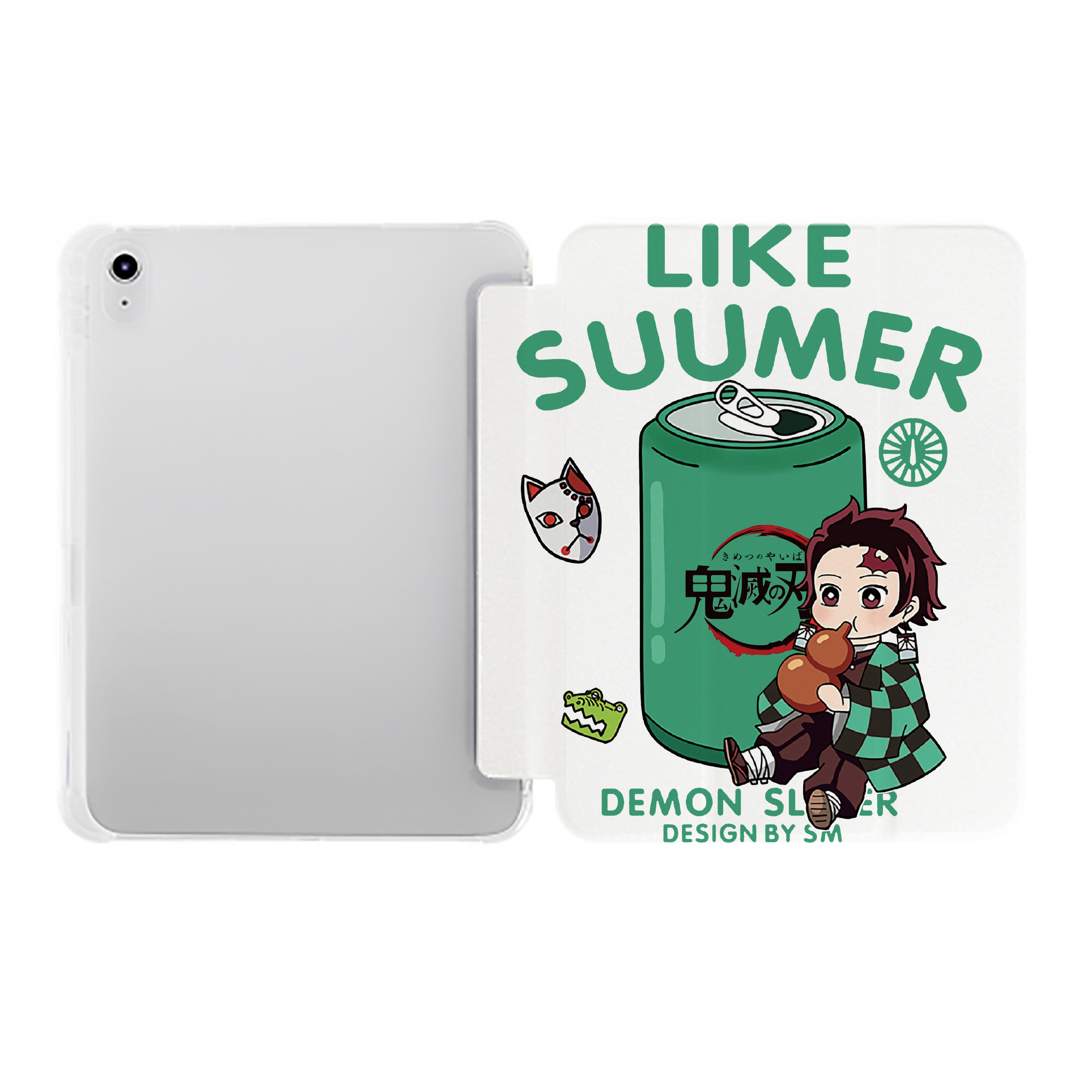（画像用） 鬼滅の刃 竈門 炭治郎／かまど たんじろう Kamado Tanjirou IPad ケース ペン収納付き 三つ折りスタンド PUレザー×シリコン 対応機種9.5/10.5/10.9インチ